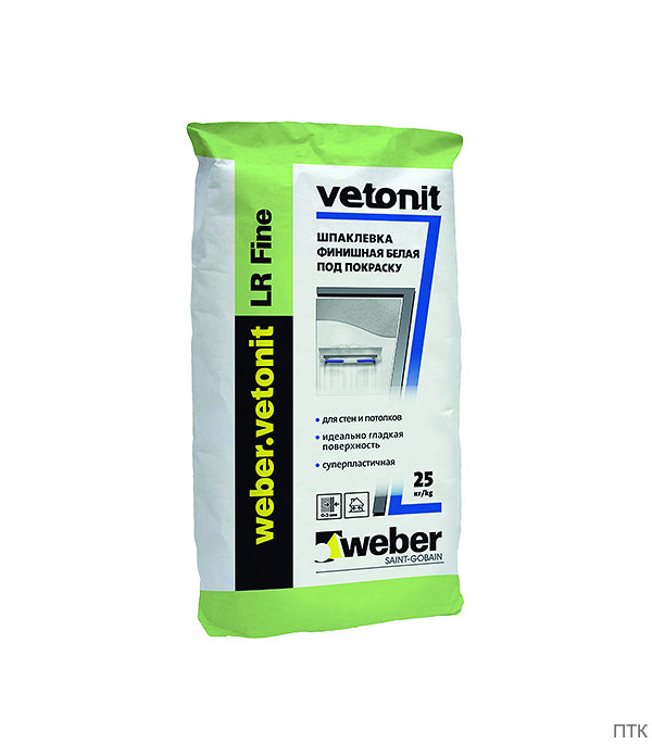 Шпаклевка для сухих помещений weber.vetonit LR Fine белая 25 кг